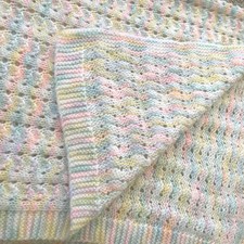 Handmade Crochet Baby Blanket Afghan Soft Pastel Colors 42x42 Swaddle Lap Throw