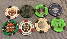 Harley Davidson Casino Chips Coins Lot of 8 A...