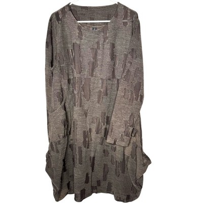 Sacred Threads Women Brown Tunic Top One Sz Cutout Patches Lagenlook Artsy Boho
