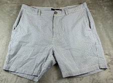 Vineyard Vines Shorts Mens 36 Breaker Blue White Check Seersucker Flat Front
