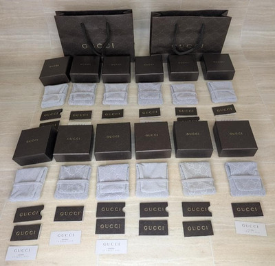 GUCCI Jewelry Empty Box Travel Pouch Set Gray LOT Vintage Storage 800250126 AYZ