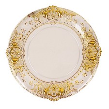 Clear 6 Round 13" Plastic Charger Plates Gold Embossed Rim Party Decorations