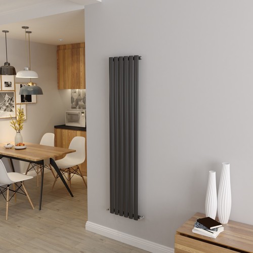 Anthracite Designer Oval Column Flat Panel Radiator Vertical Horizontal Rads - Picture 65 of 195