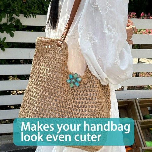 Porta llaves con clip para bolsa flor turquesa, encuentra tus llaves con estilo nuevo D0 - Imagen 11 de 12