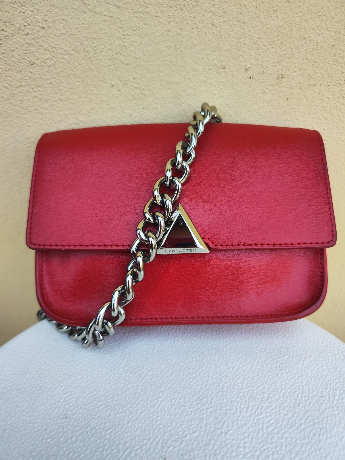 Borsa Lancaster in vera pelle rosso Ferrari