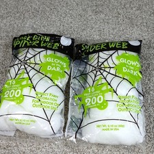 Super Glow Spider Web 2 Pack Glow in the Dark Halloween Decor 200 Sq Ft Each