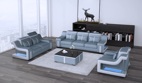Sofagarnitur Couch Polster Sofa Set 3+2 Leder Couchen Sofas Komplett Gruppe Neu-image