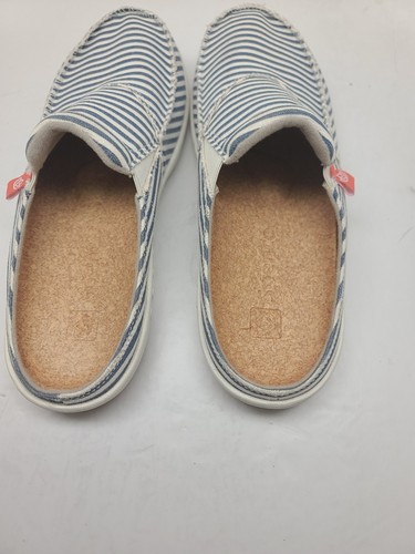 Spenco Siesta Montauk Orthotic Blue Stripe Canvas Slides Slip On Size 10 - Picture 8 of 11
