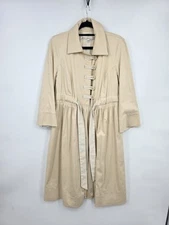Diane Von Furstenberg 'CADENZA' Cream Trench Coat Size 8 Made In USA Silk Lined 