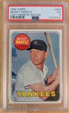 1969 Topps Mickey Mantle #500 PSA 5 Last Name In Yellow Nicely Centered 