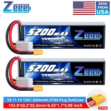 2x Zeee 3S Lipo Battery 5200mAh 120C 11.1V XT60 for RC Car Helicopter Plane Quad
