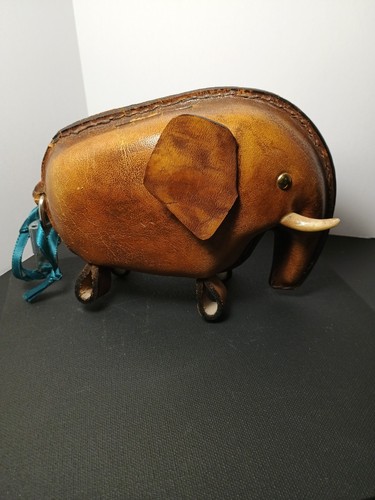 Vintage Kounoike Leather Elephant Coin Bank
