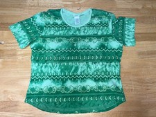 Vintage Womens Gramicci Green Shirt Patterned Tee 100% Cotton USA Made 90s VTG M