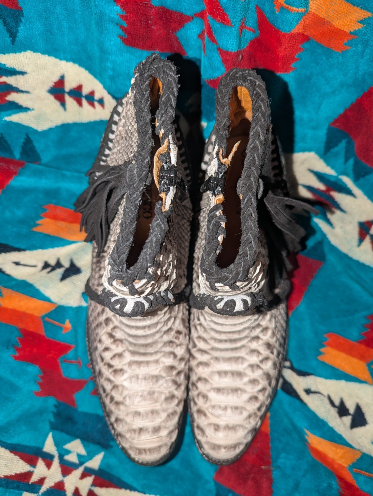 Old Gringo Python Ankle Boots Real Snakeskin Blac… - image 8