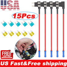 15Pcs Fuse TAP ADAPTER KIT 15 Amp 20Amp 12V Car Add-a-circuit Mini ATM APM Blade