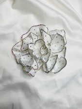 Camellia Flower Brooch Pin Scarf Pin White Ivory Rhinestone New Handmade Gift