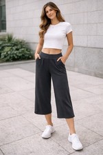 Lululemon Wide Leg Pants Womens 4 Gray Can You Feel The Pleat Crop Lounge