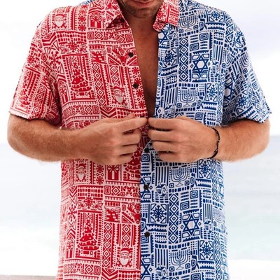 Kenny Flowers Mens Chrismukkah Christmas Haunkkah Hawaiian Shirt Size L