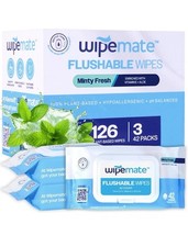 Wipemate Flushable Wipes 126 Count Minty Fresh