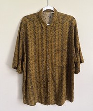 VTG 60s Beach Rayon Loop Collar Camp Shirt Surf Hawaiian Mens Size Large USA