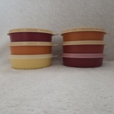 Vtg. Tupperware Little Wonder Snack Bowls W/Lids -Set 6 -Harvest Colors