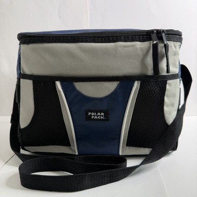 Polar Pack Soft Cooler Bag Lunch Box Shoulder Strap Blue/Black/Gray 11'' x 5''x 9''