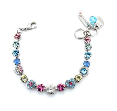 Bracelet By Mariana Woman Lovely Rose and Aquamarine Swarovski Crystals ...