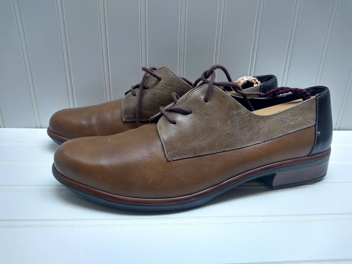 Naot Brown Black Leather Oxford Lace Up Plain Toe Casual Men 