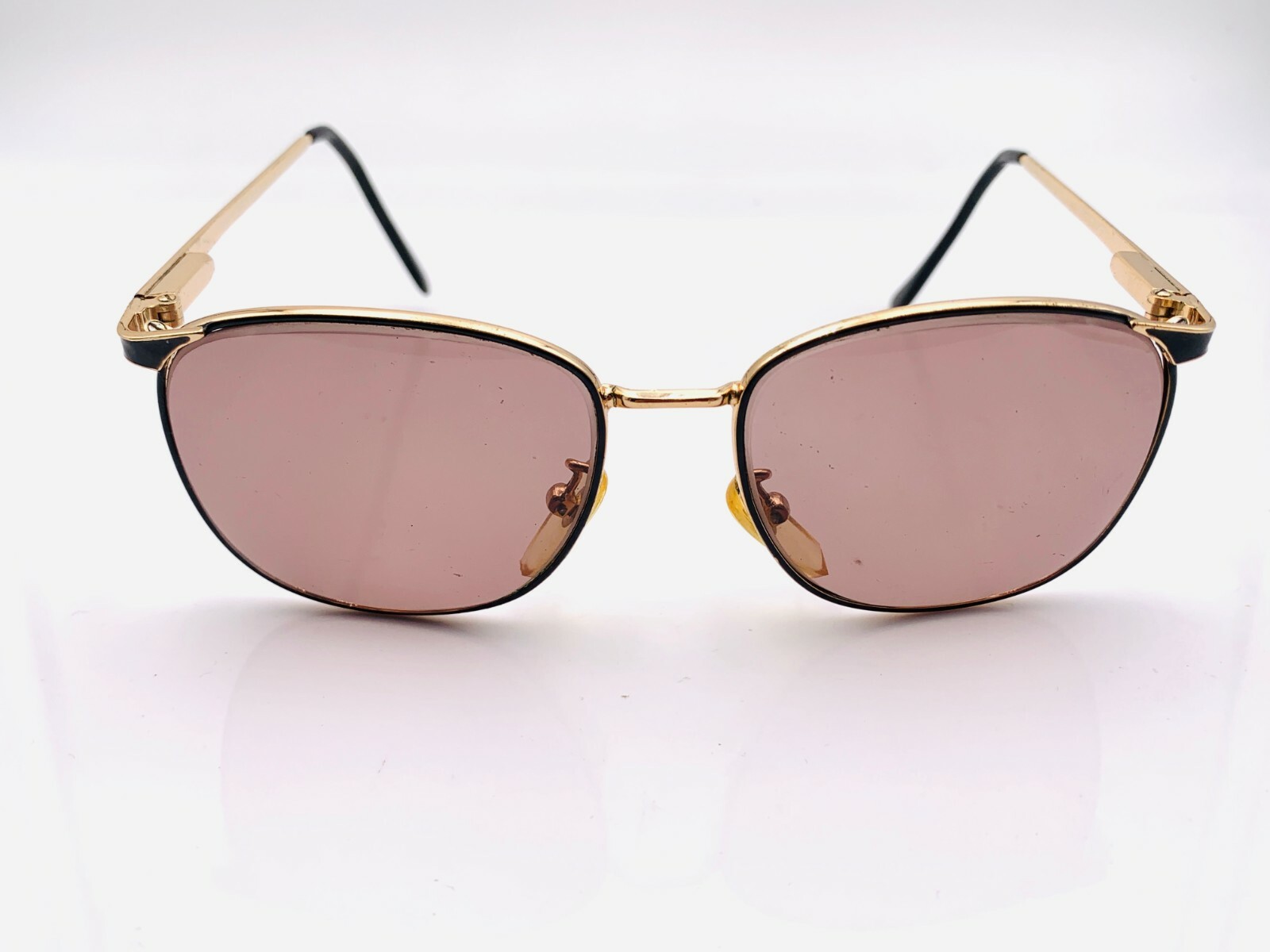 Vintage Elan 9119 Black Metal Gold Oval Sunglasses Korea Frames Only Retro Fashion Accessory