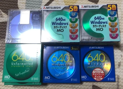 MO Disc Mitsubishi, Sony 640MB 3.5in Lot of 37 Recording Media Unused Japan F/S
