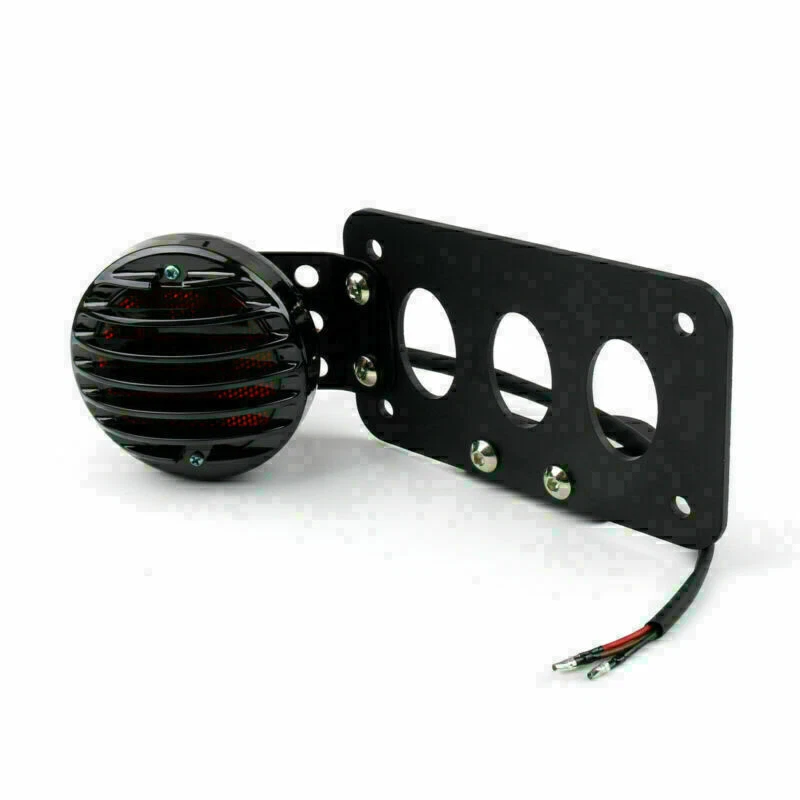 Motorcycle Grill Round Rear Tail Brake License Plate Taillight Fits Bobber SG H0 Foto 2 de 4