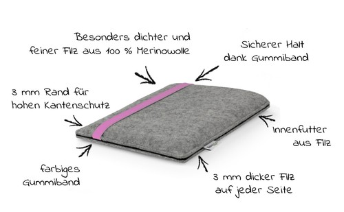 eReader Tasche - massgeschneidert - Filz Huelle Etui | Leon Custom made DE - Bild 105 von 113