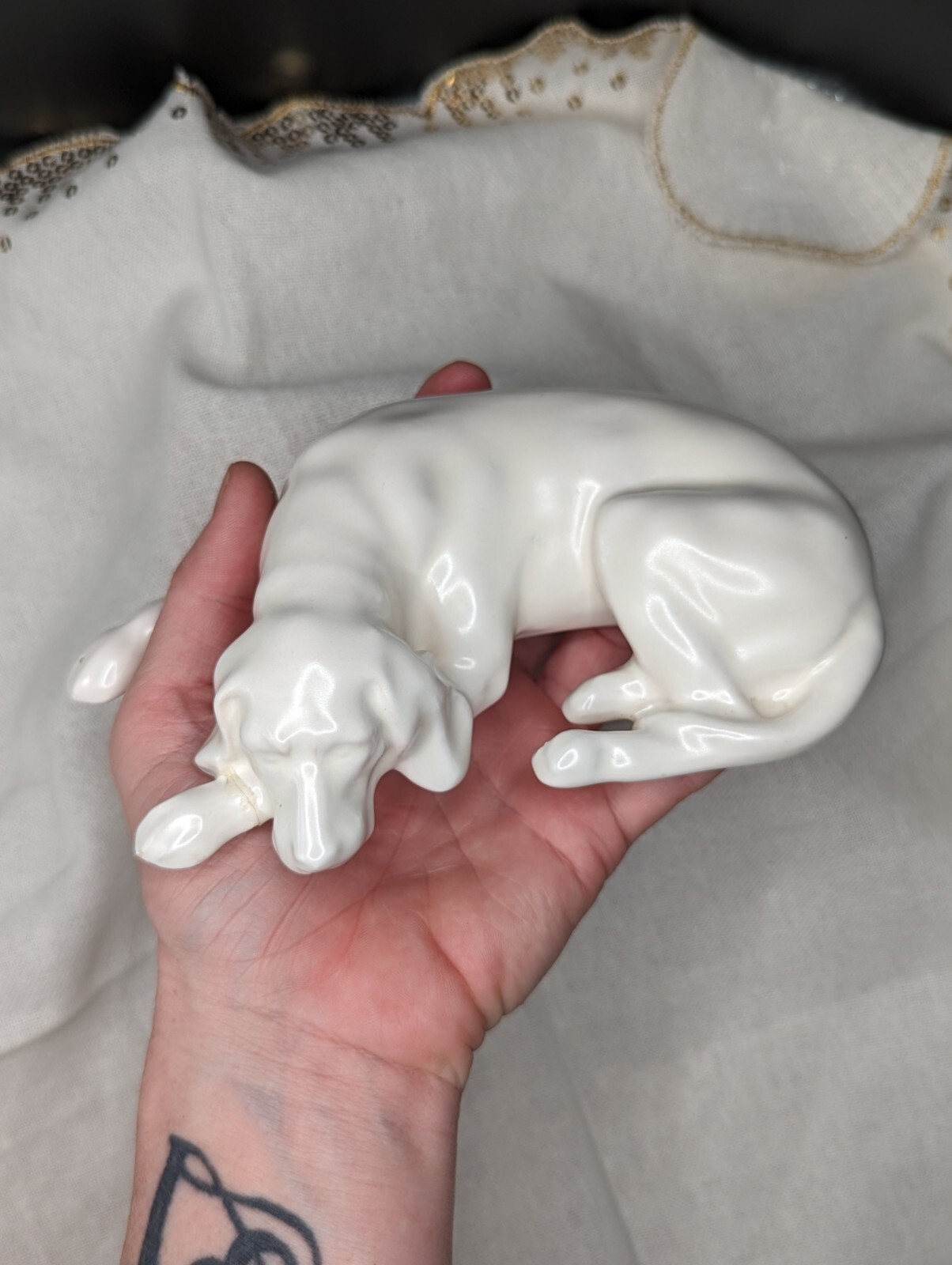 Roseville Ivory Dog Figurine 1932 RARE HTF eBay
