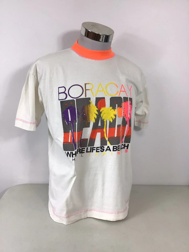 Винтажная мужская футболка CERRUTI Boracay Beach средний размер - Изображение 3 из 4