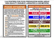 FOOD HYGIENE 2 KITCHEN A4 SIGNS- 12 GOLDEN RULES & PREVENT CROSS CONTAMINATION