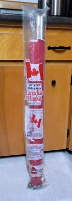 Vintage Canada Polyester Flag Assembly Kit With Metal Pole New In Pkg 30'' X 60''