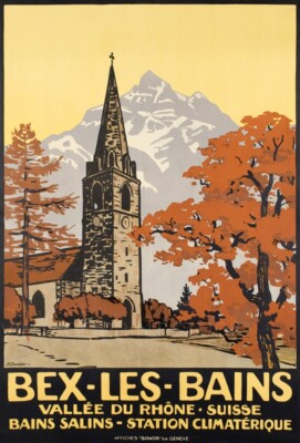 Bex Les Bains 1916 Swiss Travel Rhone Advertising Spa Giclee Canvas Print 12x18