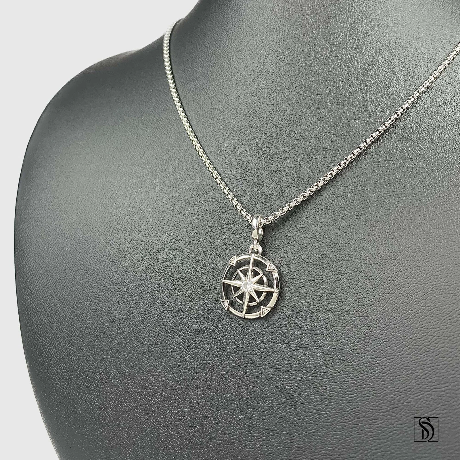 Collier pendentif pierre précieuse argent étoile du Nord, collier charme céleste premium