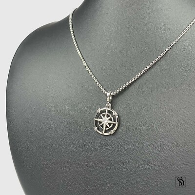#ad Silver North Star Gemstone Pendant Necklace Premium Celestial Charm Necklace $34.99