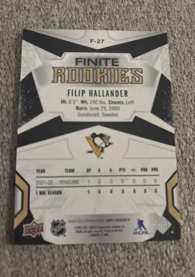 2022-23 SPX Filip Hallander Finite ROOKIES SP/499 - Image 2 of 2