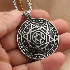 Men Black Jewish Star of David Pendant Necklace Punk Rock Jewelry Box Chain 24"