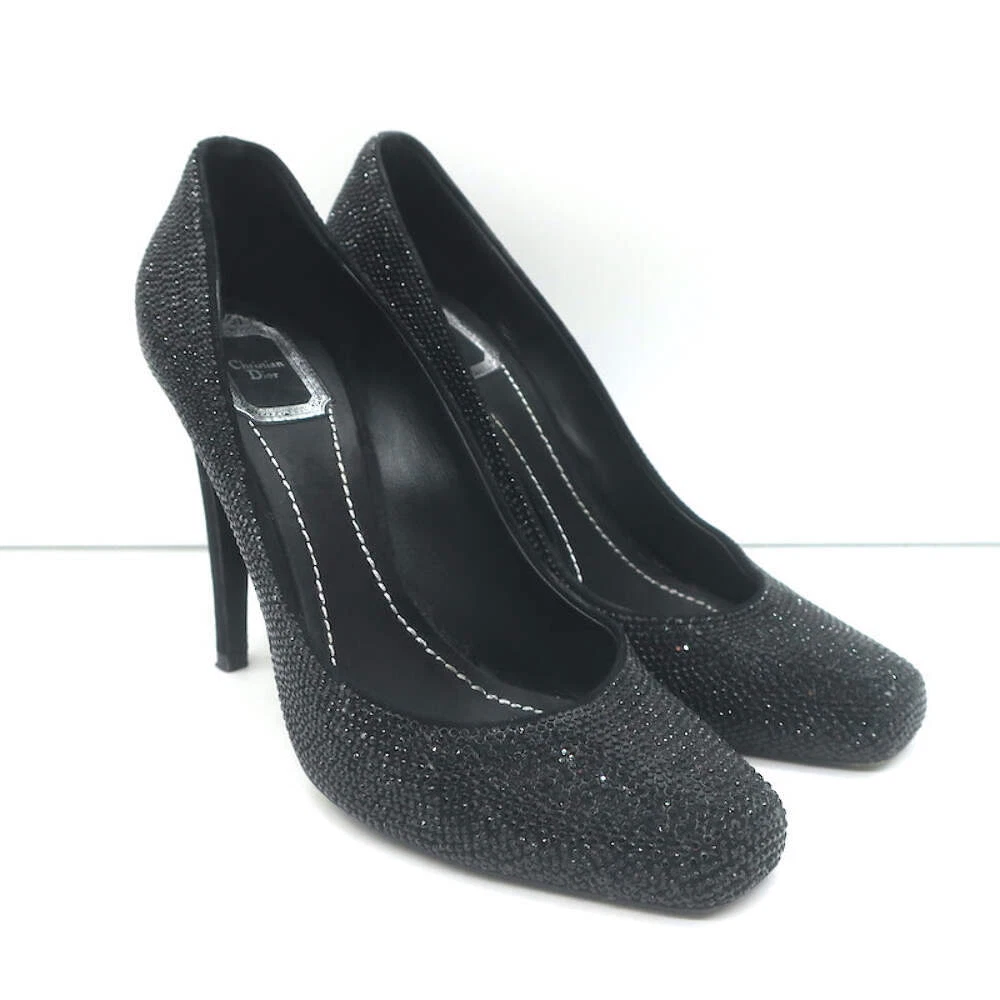 Escarpins Christian Dior ornés de cristal daim noir taille 39