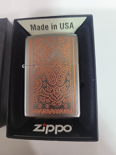 New Zippo Lighter 205 Orange Paisley - Picture 3 of 8