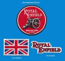 ROYAL ENFIELD Aufnäher Patches 3 Stück Set Motorrad Bullet 350 500 Biker England