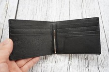 Real Crocodile Leather Skin Men's Money Clip Bifold Wallet Black T2