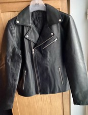 Asos Vintage Inspired Oversized Leather Biker Jacket, Size: M