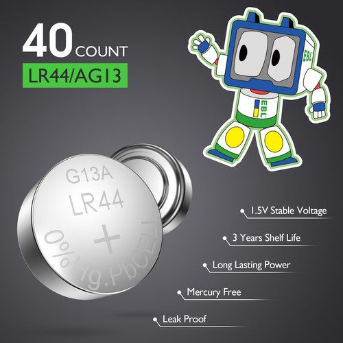 40pcs LR44 LR41 AG0~AG13 Button Cell 1.5V Alkaline Battery Toys, Watches - Picture 9 of 17