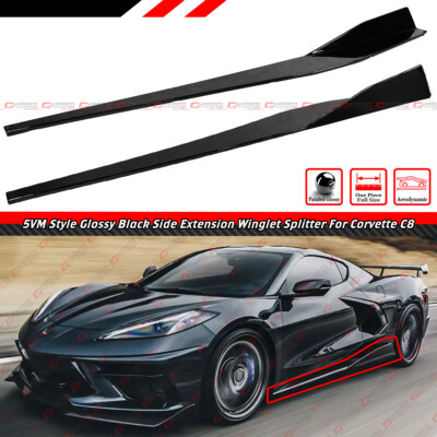 #ad For 2020 25 Corvette C8 Z51 Stingray 5VM Style Gloss Black Side Skirt Extension $113.99