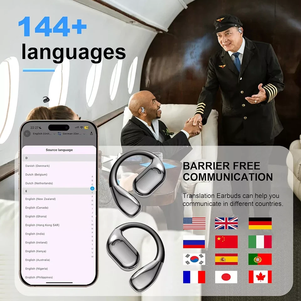 3-In-1 Smart Voice Translation Earbuds 150+Languages Real Time Translator US lot - Image 4 of 4