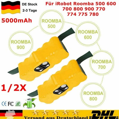 2x 5000mAh Akku Battery für iRobot Roomba 500 600 700 800 620 780 880 595 900 R3